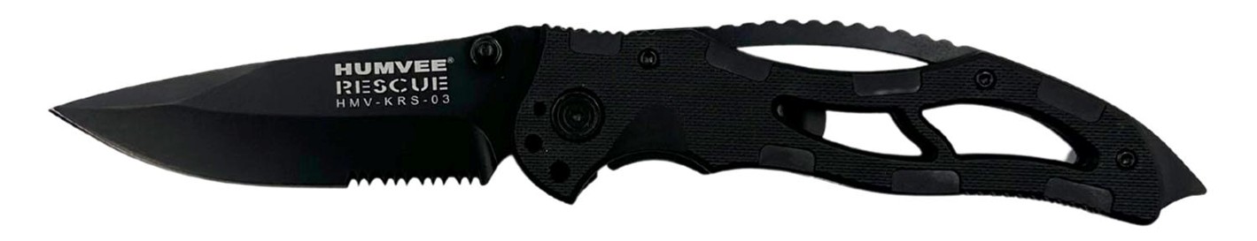 Humvee Spring Assisted Drop Point Rescue Knife